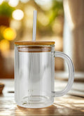 15oz Snowglobe glass mug w/ fillable handle